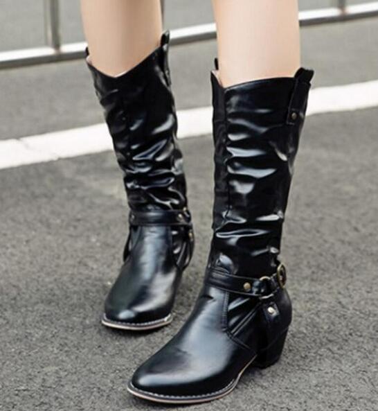Shoes - Women Leather Gadiator Knee High Boots