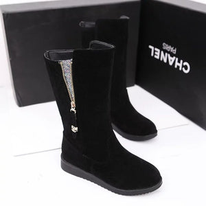 Women's Frosted Flat Heel Winter Snow Boots